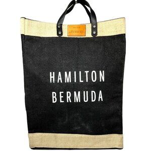 Apolis Jute Market Bag Tall Black Hamilton Bermuda Leather Handles